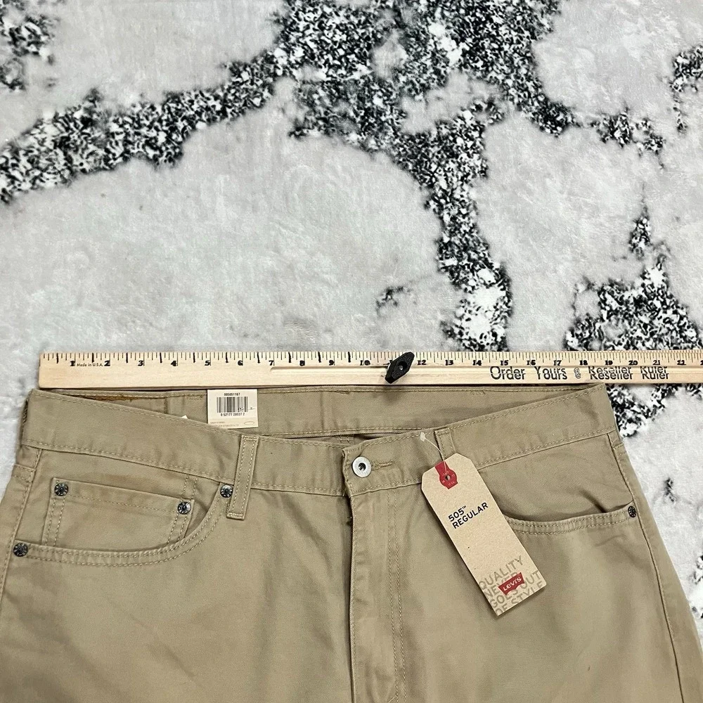 Levi's 505 Regular Fit‎ Jeans Mens Size 38x30 Khaki Straight Leg NWT